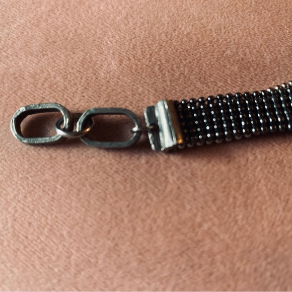 ANNE-MARIE CHAGNON - designer bracelet mixed medium with black glass bead metal - Picture 3 of 11